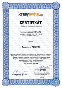 Certifikat Šumava_zimní
